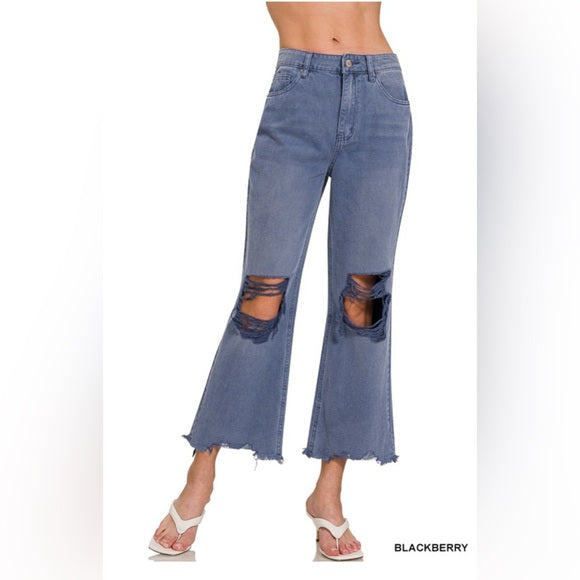 DISTRESSED BLACKBERRY JEANS
