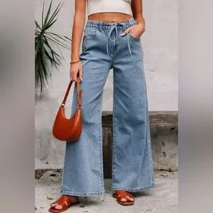 COMFY WIDE LEG DENIM TIE JEANS
