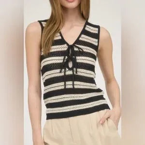 FRONT TIE STRIPED TANK TOP