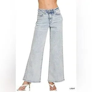 WHITE WASH WIDE LEG DENIM