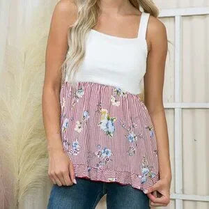 SMOCKED BABYDOLL FLOWER TOP