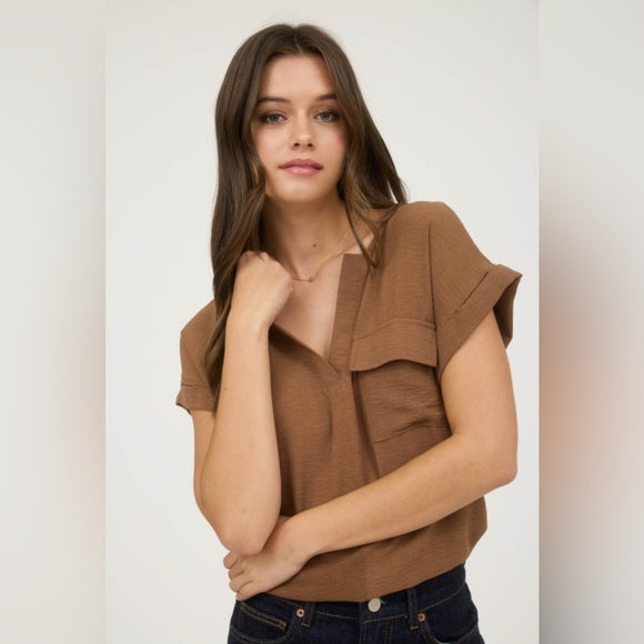 SPLIT NECK WITH BACK BUTTONS TOP