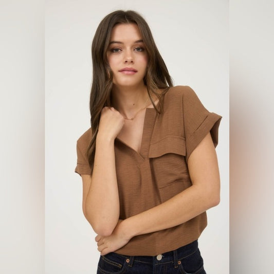 SPLIT NECK WITH BACK BUTTONS TOP