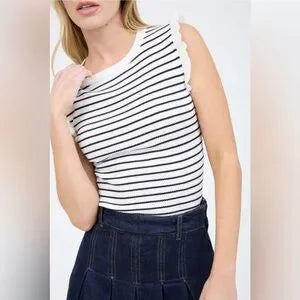 RUFFLE SLEEVE STRIPED TOP